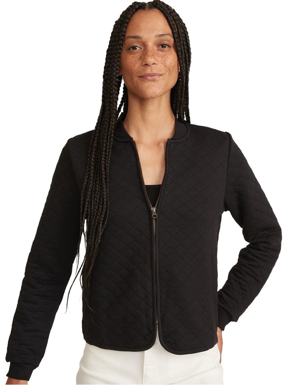 Marine Layer Black Quilted Bomber Jacket